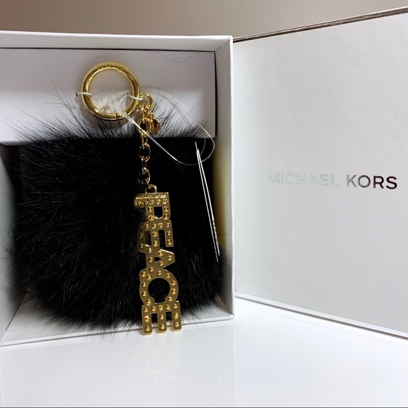 Michael Kors Handbags - Michael Kors Black peace Fur Handbag Key Charm
